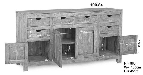 GREY WOOD Komoda 95x180 cm, palisander