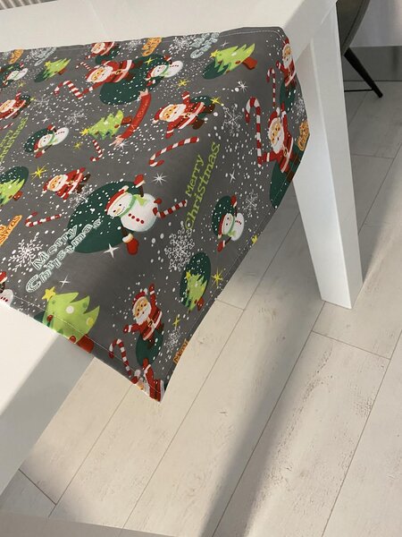 Vianočný obrus Merry Christmas - sivý 40x80 cm