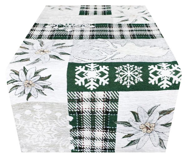 Vianočný gobelínový behúň na stôl „Zelená elegancia“ Chenille IT041 Farba Viacfarebná Rozmery 40x130 cm