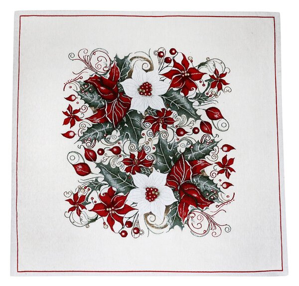 Vianočný ženilkový obrus Vianočná ruža 90x90 cm Chenille IT040 Farba Viacfarebná Rozmery 90x90 cm