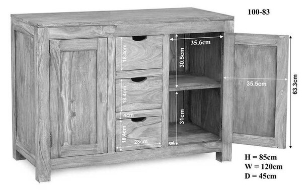 GREY WOOD Komoda 85x120 cm, palisander