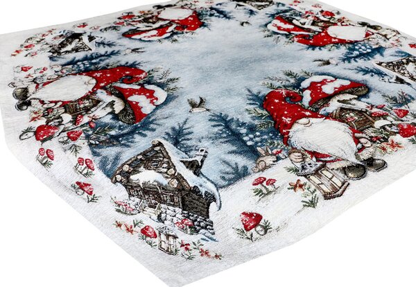 Vianočný ženilkový obrus Hubový škriatok 90x90 cm Chenille IT039 Farba Viacfarebná Rozmery 90x90 cm