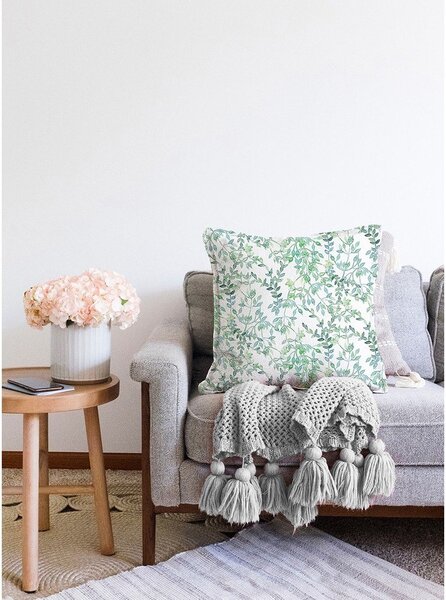 Béžovo-zelená obliečka na vankúš s prímesou bavlny Minimalist Cushion Covers Twiggy, 55 x 55 cm