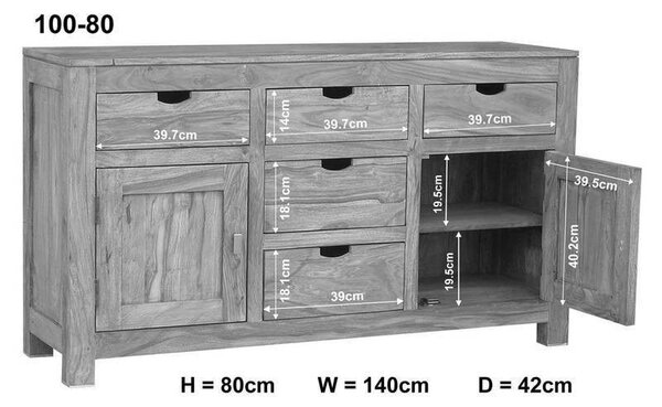 GREY WOOD Komoda 80x140 cm, palisander