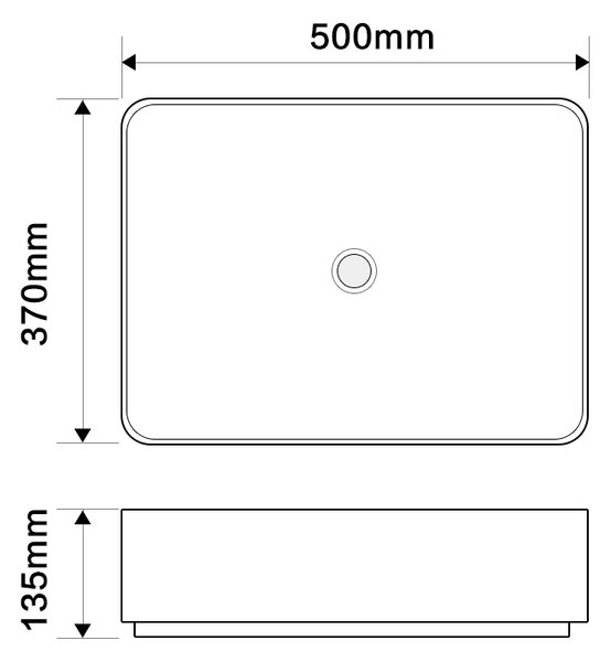 Erga Madalyn, umývadlo na dosku 500x370x135 mm, biela lesklá, ERG-V03-9674-WH