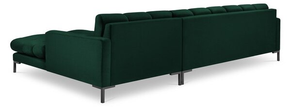 Tmavozelená zamatová rohová pohovka Cosmopolitan Design Bali, pravý roh