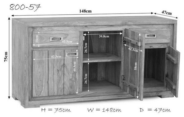 LIGHT WOOD Komoda 75x148 cm, palisander