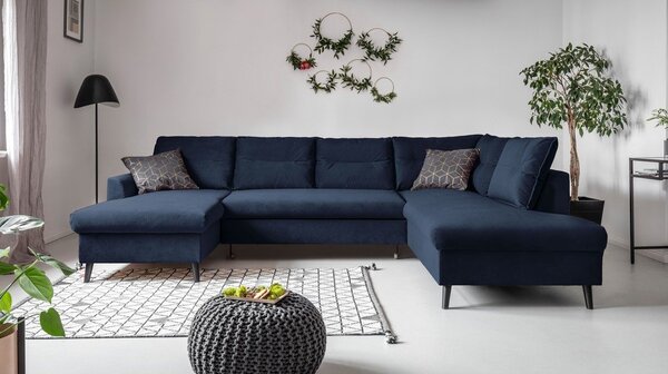 Tmavomodrá rozkladacia pohovka do "U" Miuform Stylish Stan, pravý roh