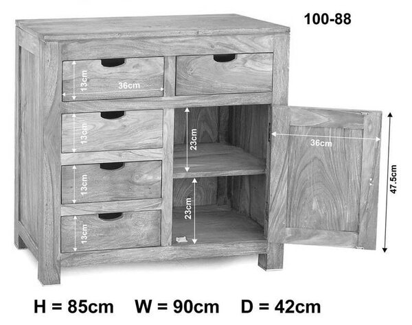 GREY WOOD Komoda 85x90 cm, palisander