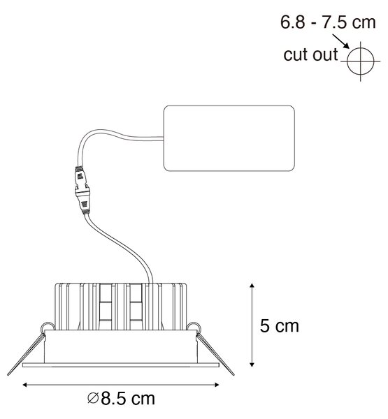 Zapustené bodové svietidlo biele 6,8 cm vrátane LED 545 lm stmievateľné IP65 - Gaius