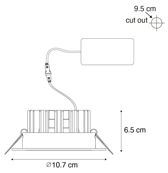 Zapustené bodové svietidlo biele 9,5 cm vrátane LED 1015 lm stmievateľné IP65 - Gaius