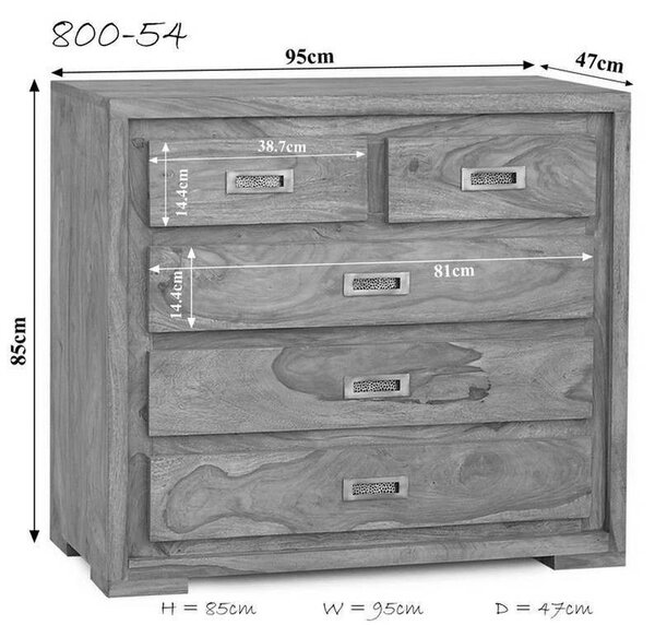 LIGHT WOOD Komoda so zásuvkami 85x95 cm, palisander