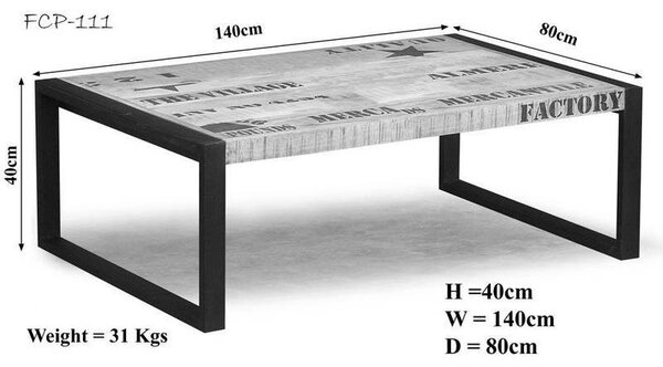 FABRICA Konferenčný stolík 140x80 cm, mango