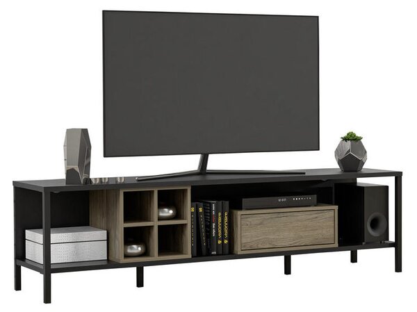 TV DIEL, čierna, farby duba, 180/47,8/42 cm Carryhome - TV nábytok