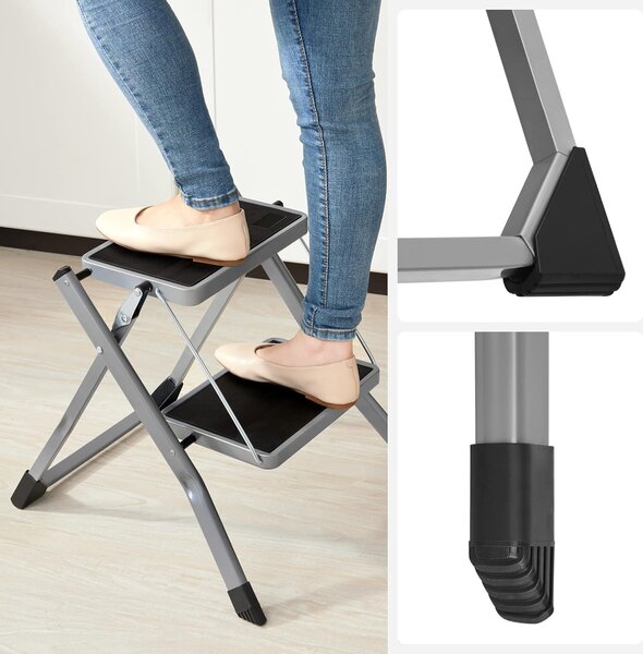 SONGMICS Skladacie schodíky Melro 49 cm sivé