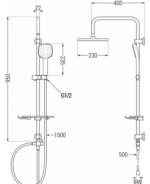 Mexen T33 sprchový stĺp, chrómová/biela - 798333393-02