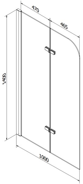 Mexen Cube Obdĺžniková vaňa 180 x 80 cm s opláštením a dvojkrídlovým zástenou 100 cm, transparentná, chróm