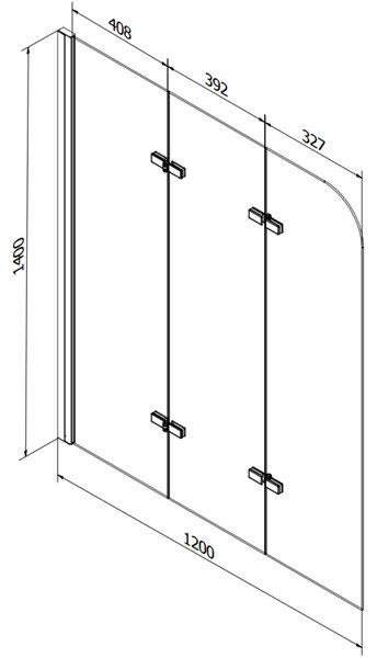 Mexen Cubik obdĺžniková vaňa 150 x 70 cm s obkladom a 3-krídlovou zástenu 120 cm, transparentná, chróm - 550315070X9012030100