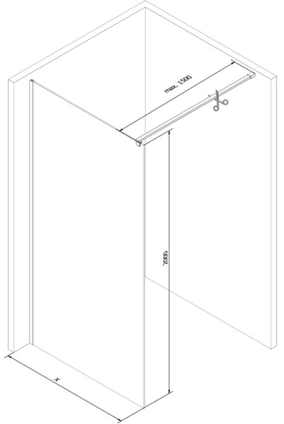 Mexen Kioto sprchová stena Walk-in 50 x 200 cm, čierny rám 8 mm, čierna - 800-050-101-70-70