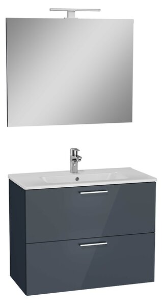 Kúpeľňová zostava s umývadlom, zrkadlom a osvetlením VitrA Mia 79x61x39,5 cm antracitový lesk MIASET80A