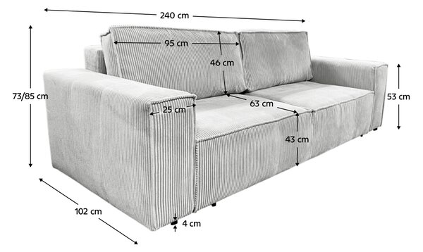 KONDELA Rozkladacia pohovka, svetlosivá, HARPERA BIG SOFA