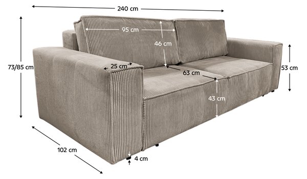 KONDELA Rozkladacia pohovka, sivobéžová Taupe, HARPERA BIG SOFA