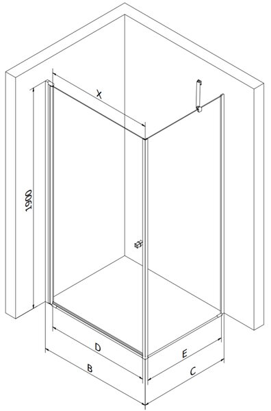 Mexen Pretoria sprchový kút sklápací 70 x 80 cm, priehľadný, čierny - 852-070-080-70-00