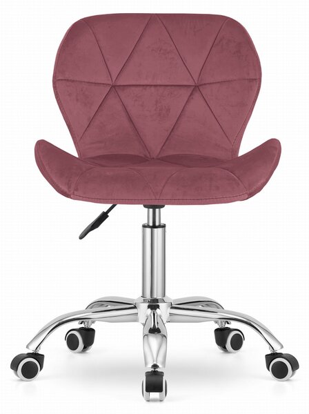 Sada do pracovne ZARIMO stôl 80x40 cm, biela/dub sonoma + kreslo AVOLA VELVET, tmavoružové