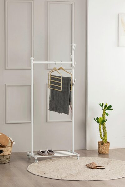 POJAZDNÝ STOJAN NA ODEVY, 68/170/43 cm PBJ - Predsieňové programy, Online Only
