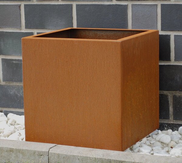 Kvetináč BLOCK, corten, 40x40x40 cm, hnedý