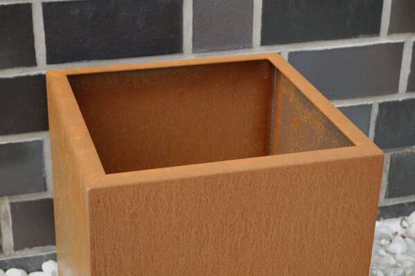 Kvetináč BLOCK, corten, 40x40x40 cm, hnedý