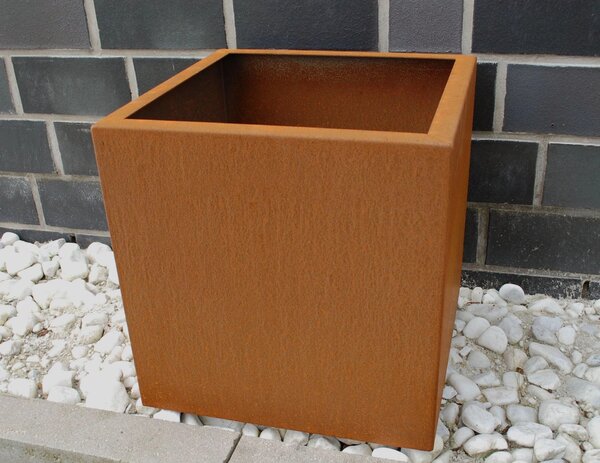 Kvetináč BLOCK, corten, 40x40x40 cm, hnedý