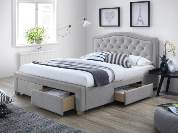 Čalúnená posteľ ELECTRA VELVET 180 x 200 cm farba šedá/dub
