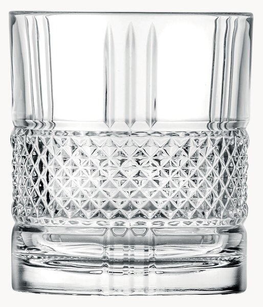 Krištáľové poháre na whisky's reliéfnym vzorom Brillante, 6 ks