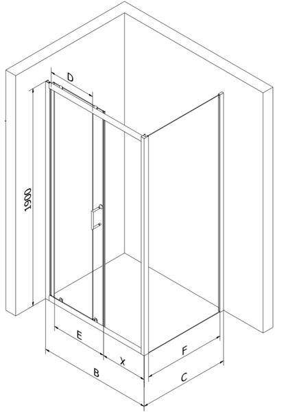 Mexen Apia posuvná sprchová kabínka 90 x 70 cm, transparentná, čierna - 840-090-070-70-00