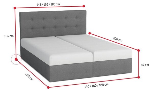 Čalúnená posteľ LAKE 2 + rošt + matrac, 180x200, Cosmic 800