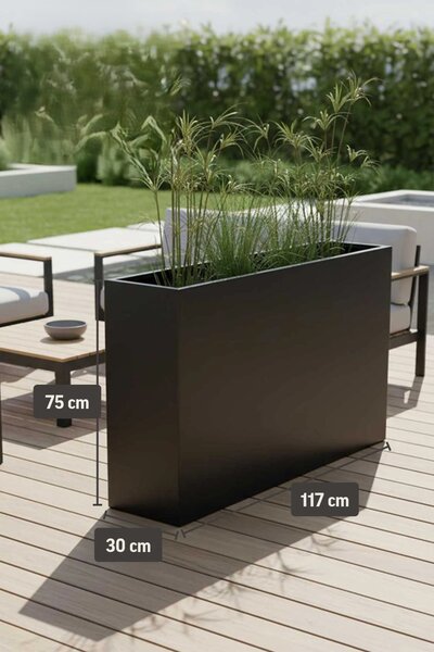 Kvetináč ELEMENTO, sklolaminát, šírka 117 cm, antracit