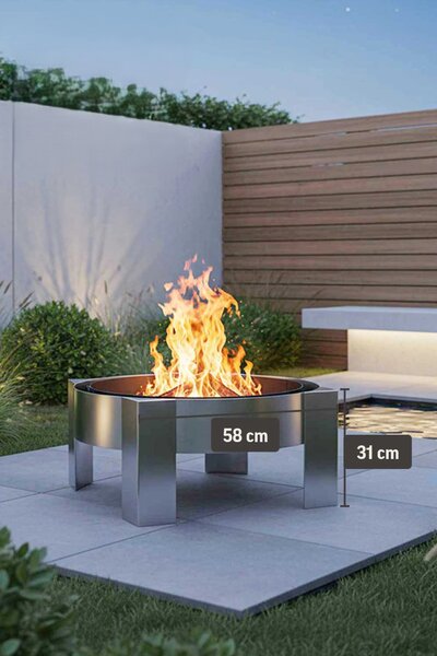 Dizajnové ohnisko FUEGO, priemer 58 cm, nerez, strieborné