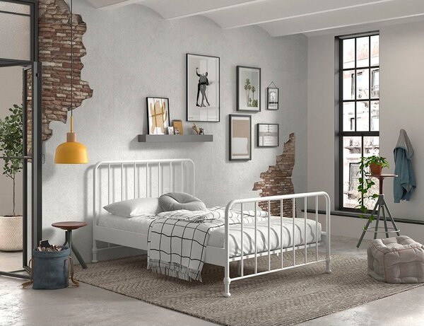 Biela kovová dvojlôžková posteľ s roštom 140x200 cm BRONXX – Vipack