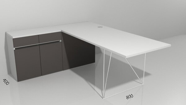 NARBUTAS - Pracovný stôl AIR so skrinkou (D) 200x160 cm
