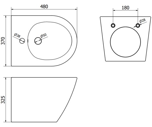 Mexen Lena, závesný bidet, čierna lesklá, 35224870