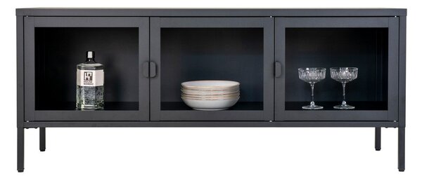 Čierny kovový TV stolík 130x55 cm Brisbane – House Nordic