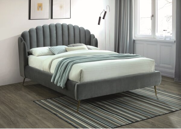 Čalúnená posteľ CALABRIA VELVET 160 x 200 cm farba sivá/zlatá