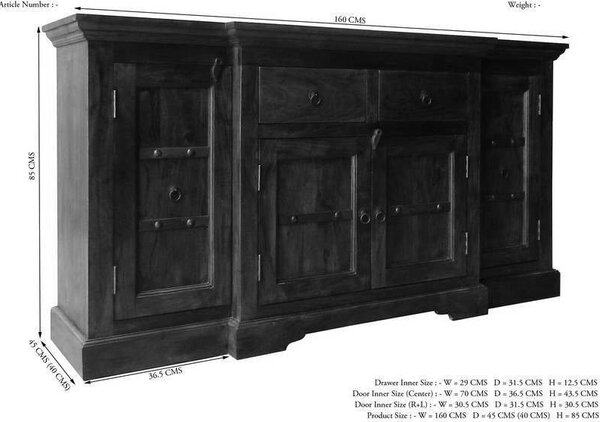 CAMBRIDGE Komoda 85x160 cm, akácia