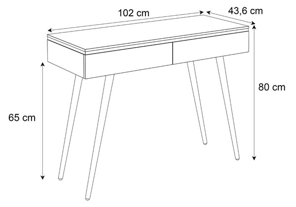 KONZOLA NESSIE BIELY LESK + ZLATÉ NOHY 102 cm