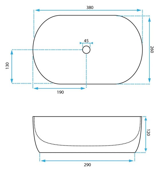 Rea Amelia, umývadlo na dosku 380x260x120mm, imitácia kameňa Shiny Aiax, REA-U9107