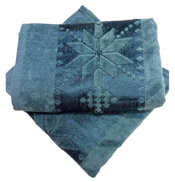 Žakarový froté uterák modrý hviezdička 50x90cm TiaHome