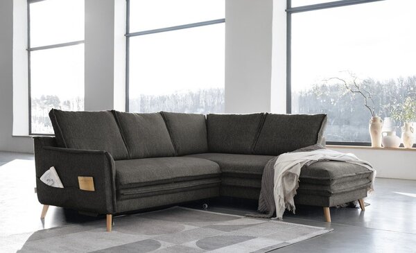 Tmavosivá rozkladacia rohová pohovka (pravý roh) Charming Charlie – Miuform