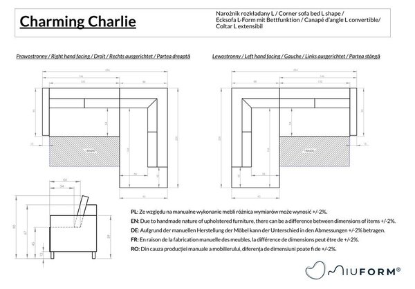 Béžová rozkladacia rohová pohovka (pravý roh) Charming Charlie – Miuform