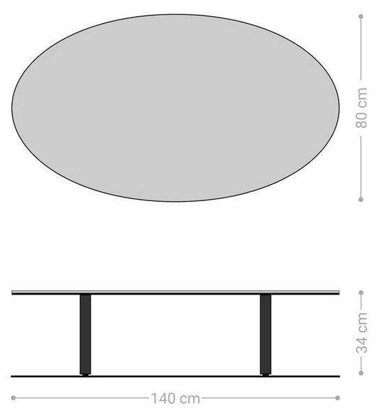 DELIFE Konferenčný stolík Edge oválny 140×80 cm keramika Emperador Extra Lucidato tmavohnedá Lumia akryl